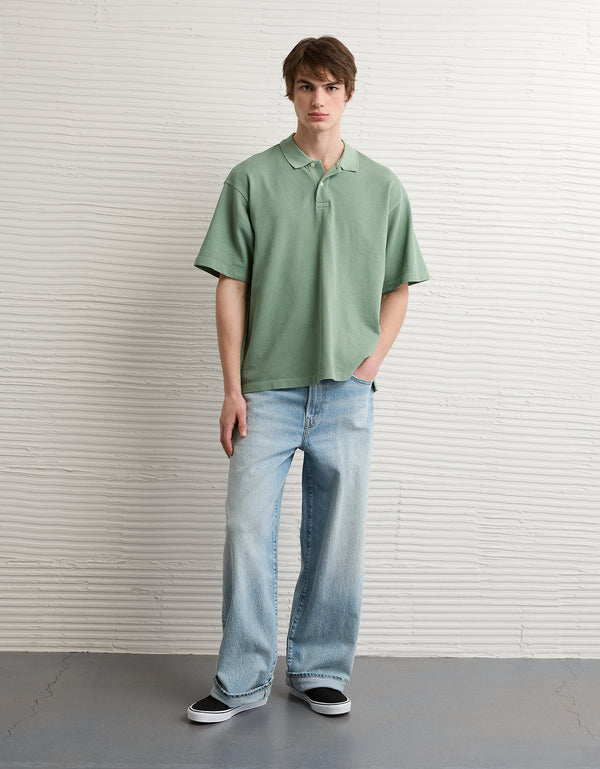 Camiseta Tipo Polo Boxy Ae - Verde