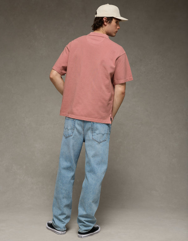 Camiseta Tipo Polo Boxy Ae - Rosa