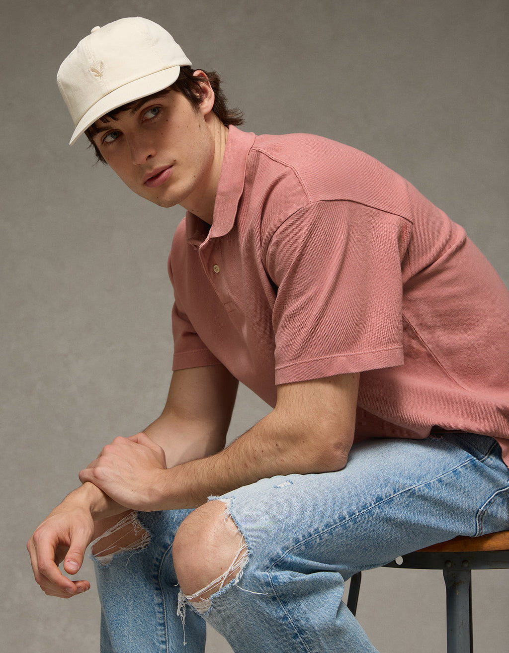 Camiseta Tipo Polo Boxy Ae - Rosa 1165_4983_639_os