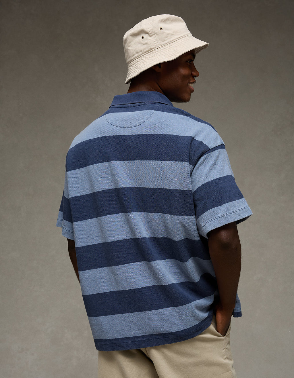 Camiseta Polo Piqué Boxy fit Ae - Azul 1165_5160_410_d2