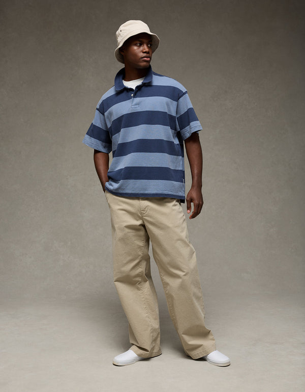 Camiseta Polo Piqué Boxy fit Ae - Azul