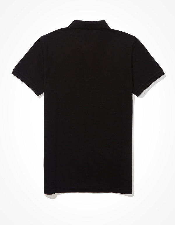 Camiseta Tipo Polo Slim Fit Ae - Negro