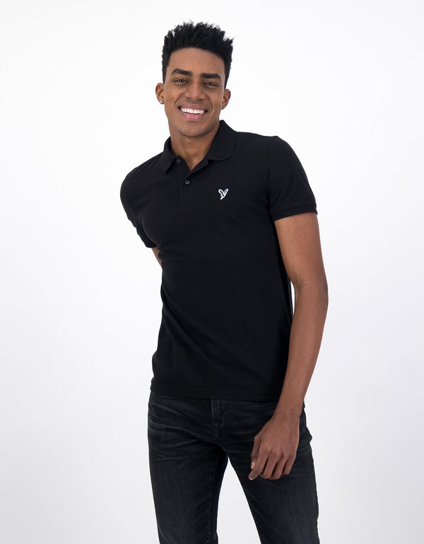 Camiseta Tipo Polo Slim Fit Ae - Negro