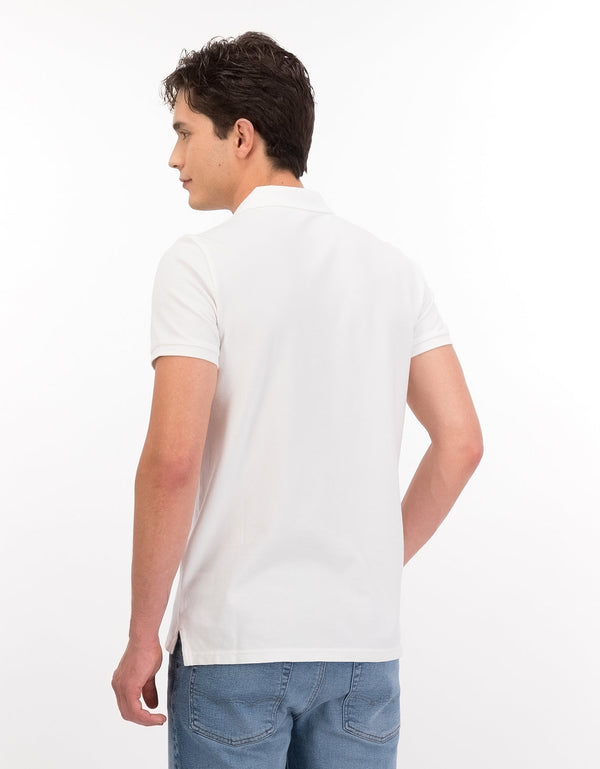 Camiseta Tipo Polo Slim Fit Ae - Blanco