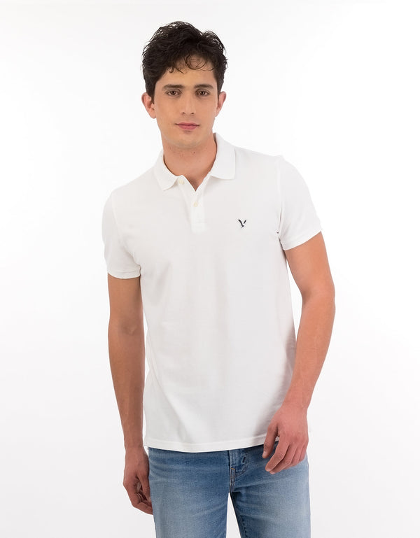 Camiseta Tipo Polo Slim Fit Ae - Blanco