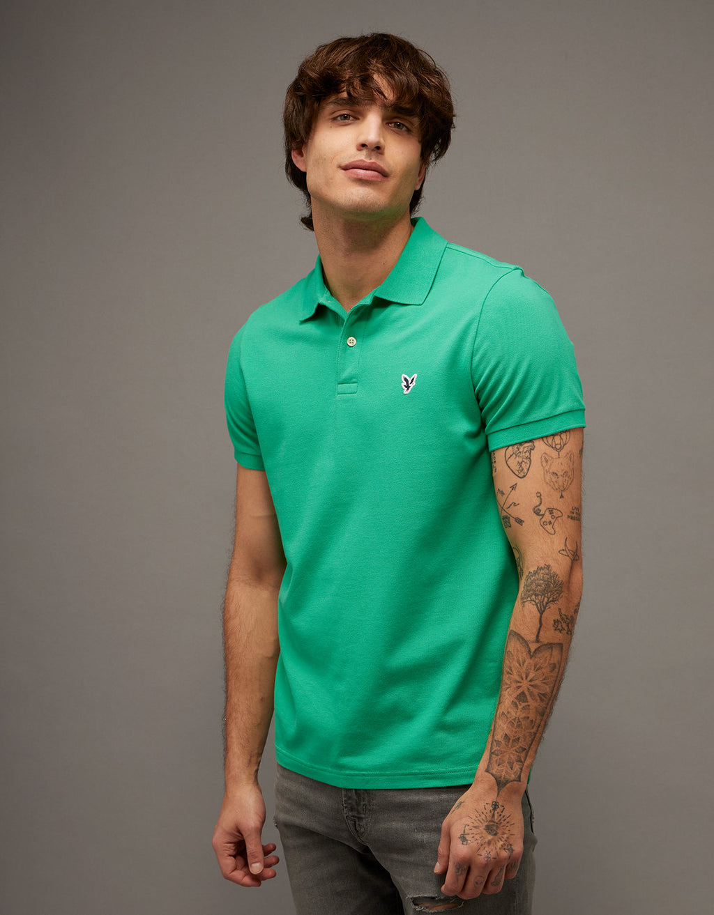Camiseta Tipo Polo Slim Fit Ae - Verde 1165_9146_307_of