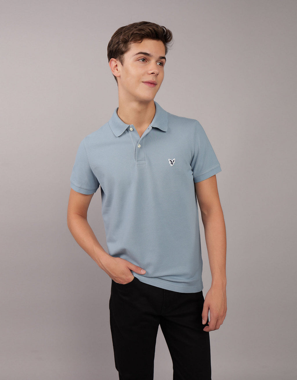 Camiseta Tipo Polo Slim Fit Ae - Azul 1165_9146_403_of