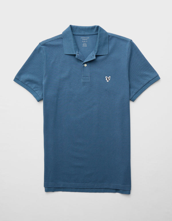 Camiseta Tipo Polo Slim Fit Ae - Azul