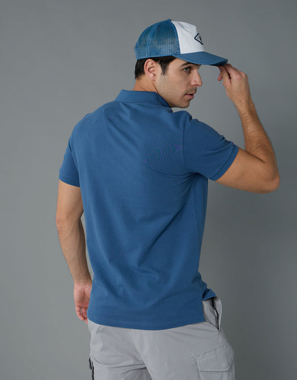Camiseta Tipo Polo Slim Fit Ae - Azul