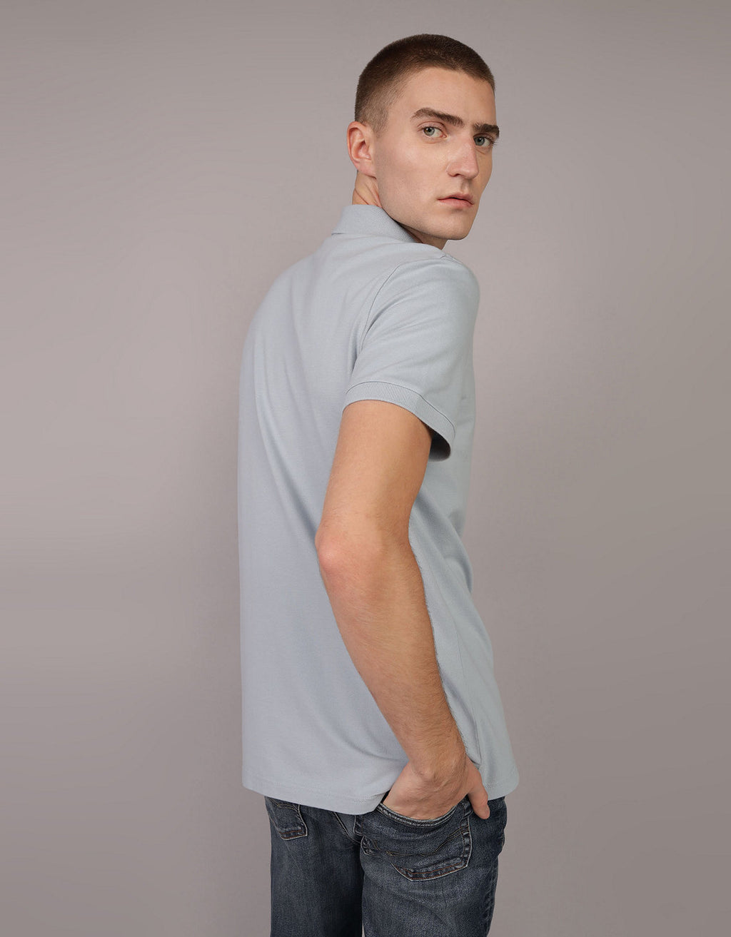 Camiseta Tipo Polo Slim Fit Ae - Azul 1165_9146_406_ob