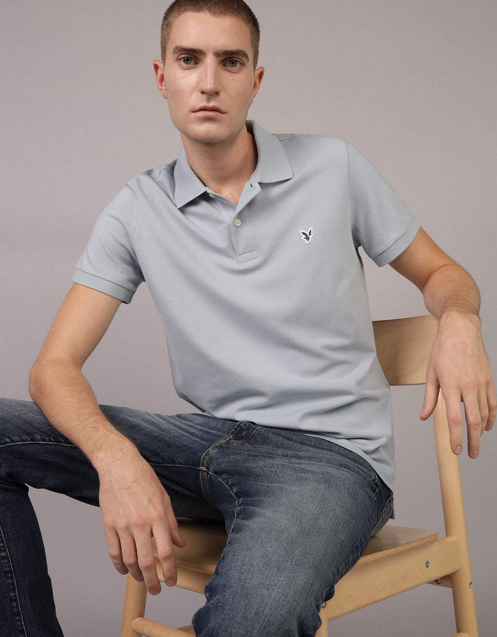 Camiseta Tipo Polo Slim Fit Ae - Azul 1165_9146_406_of