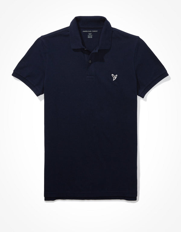 Camiseta Tipo Polo Slim Fit Ae - Azul