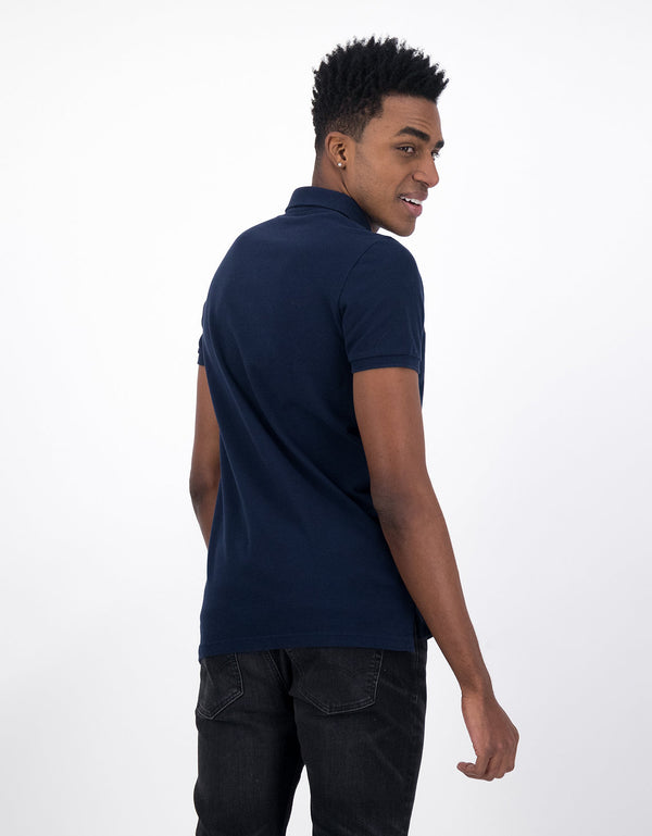 Camiseta Tipo Polo Slim Fit Ae - Azul