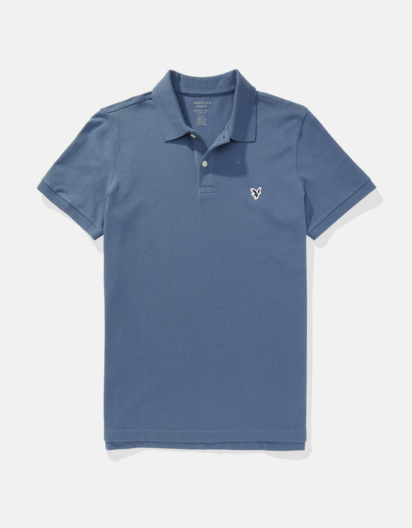 Camiseta Tipo Polo Slim Fit Ae - Azul
