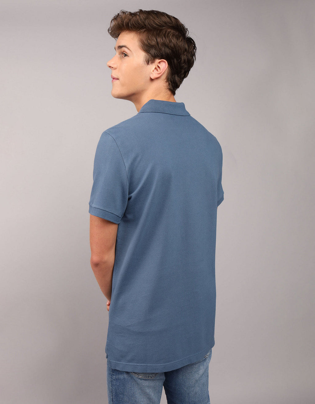 Camiseta Tipo Polo Slim Fit Ae - Azul 1165_9146_510_ob