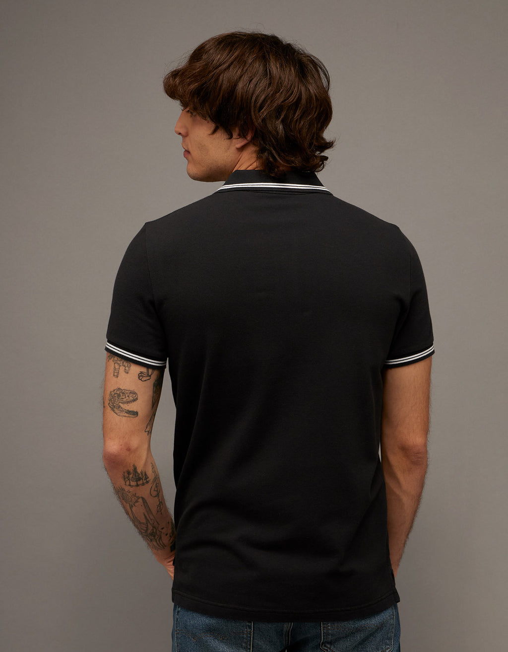 Camiseta Polo de Pique Slim Fit Ae - Negro 1165_9150_001_ob