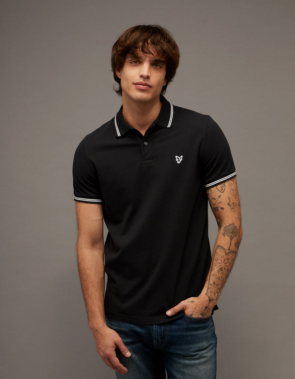 Camiseta Polo de Pique Slim Fit Ae - Negro