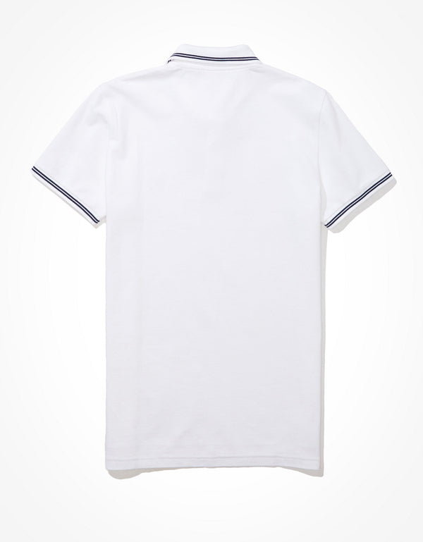 Camiseta Polo de Pique Slim Fit Ae - Blanco