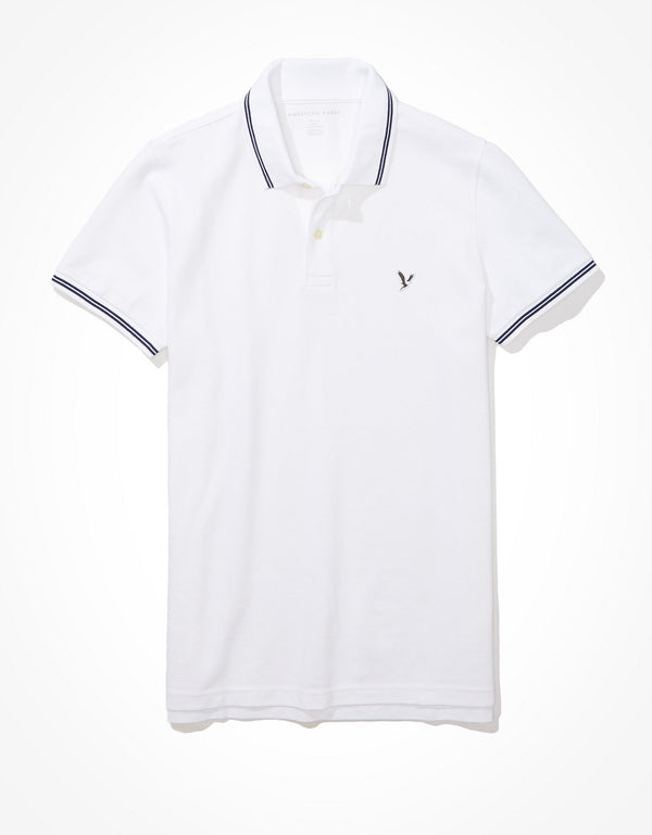 Camiseta Polo de Pique Slim Fit Ae - Blanco