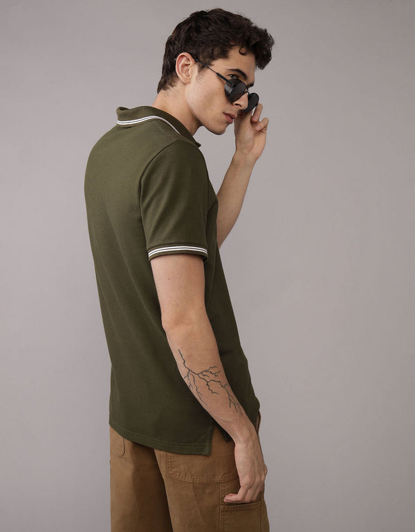 Camiseta Polo de Pique Slim Fit Ae - Verde