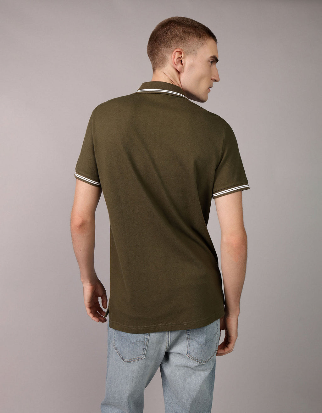Camiseta Polo de Pique Slim Fit Ae - Verde 1165_9150_329_ob