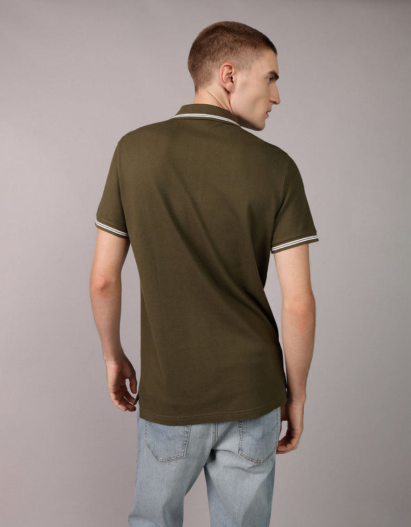 Camiseta Polo de Pique Slim Fit Ae - Verde