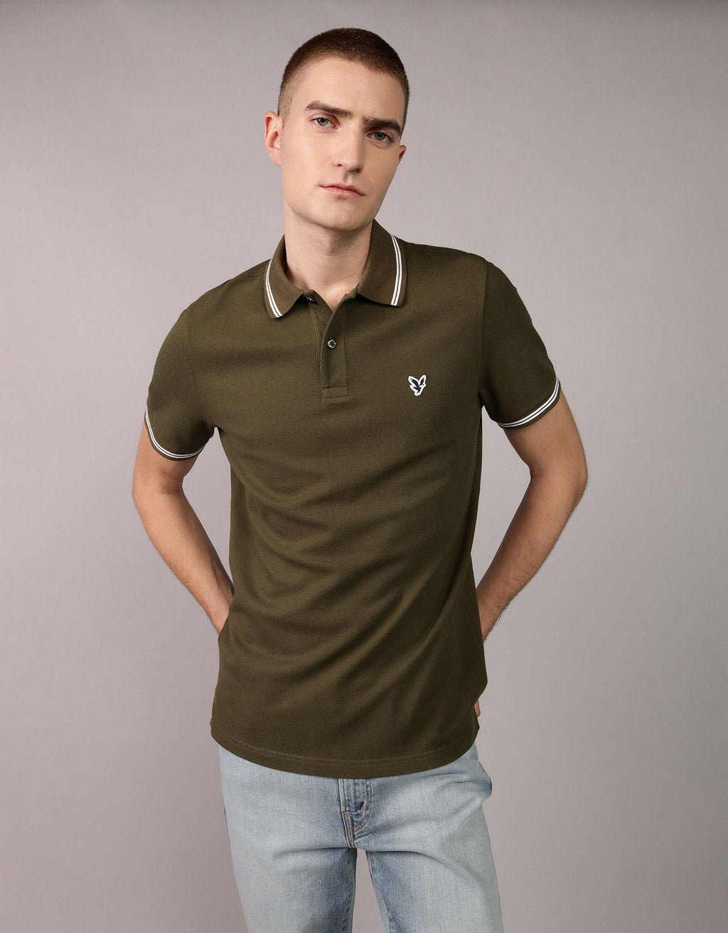 Camiseta Polo de Pique Slim Fit Ae - Verde 1165_9150_329_of