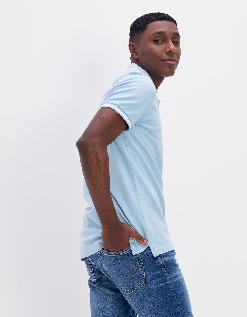 Camiseta Polo de Pique Slim Fit Ae - Azul 1165_9150_400_ob