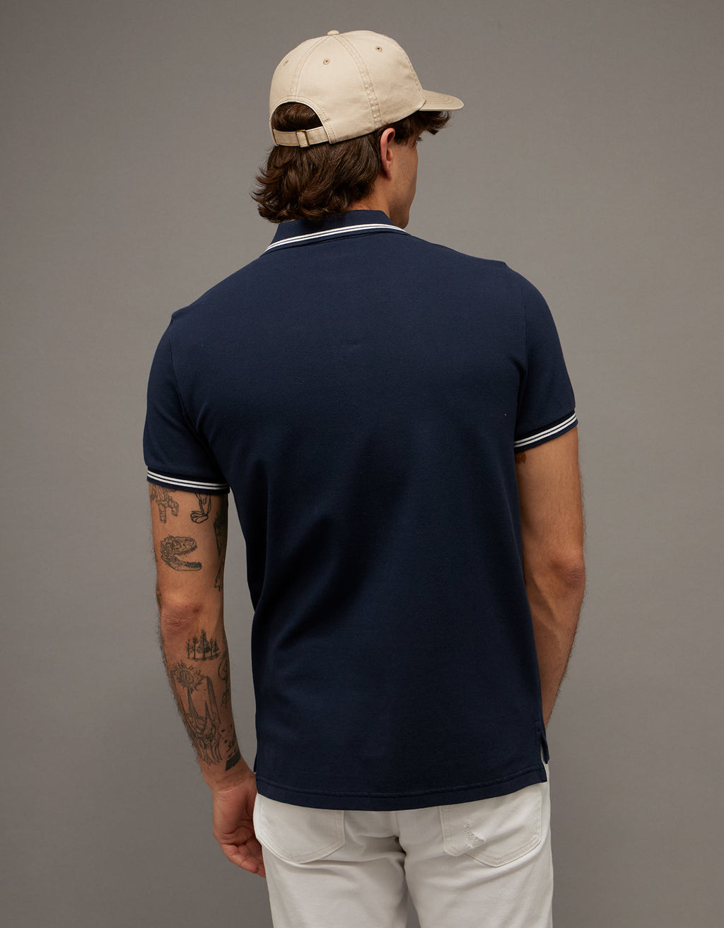 Camiseta Polo de Pique Slim Fit Ae - Azul 1165_9150_410_ob