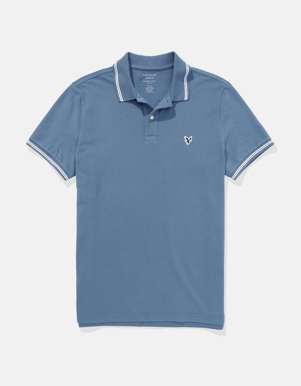 Camiseta Polo de Pique Slim Fit Ae - Azul