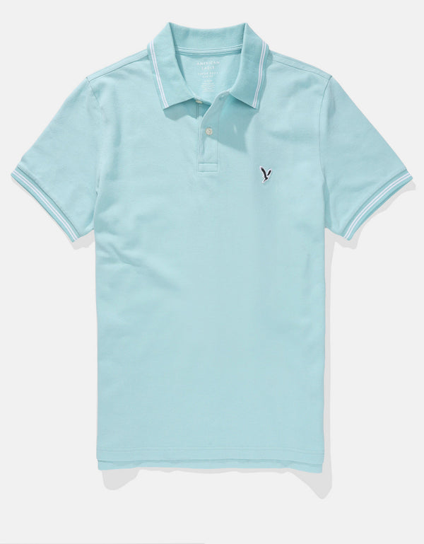Camiseta Polo de Pique Slim Fit Ae - Azul