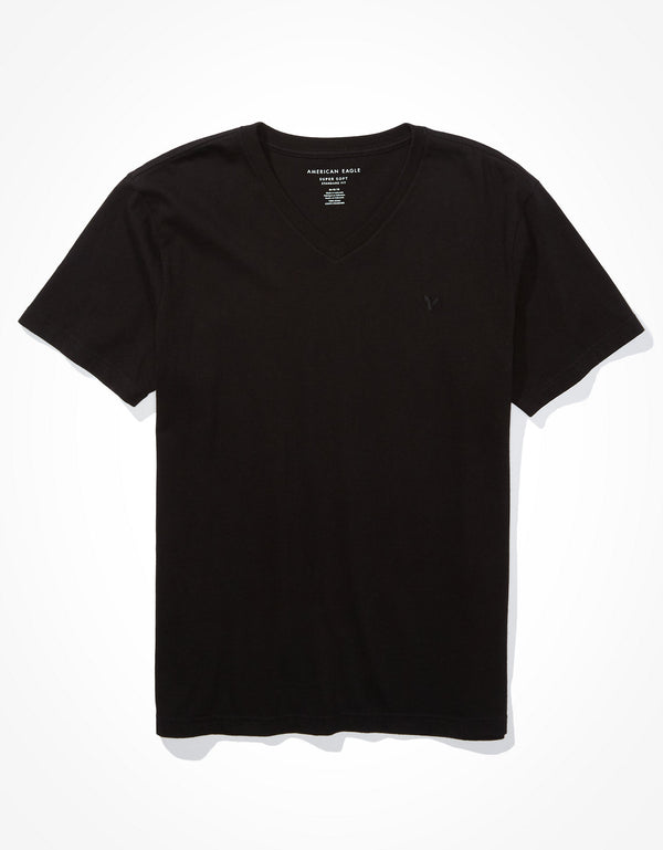Camiseta Ae súper suave, cuello V - Negro