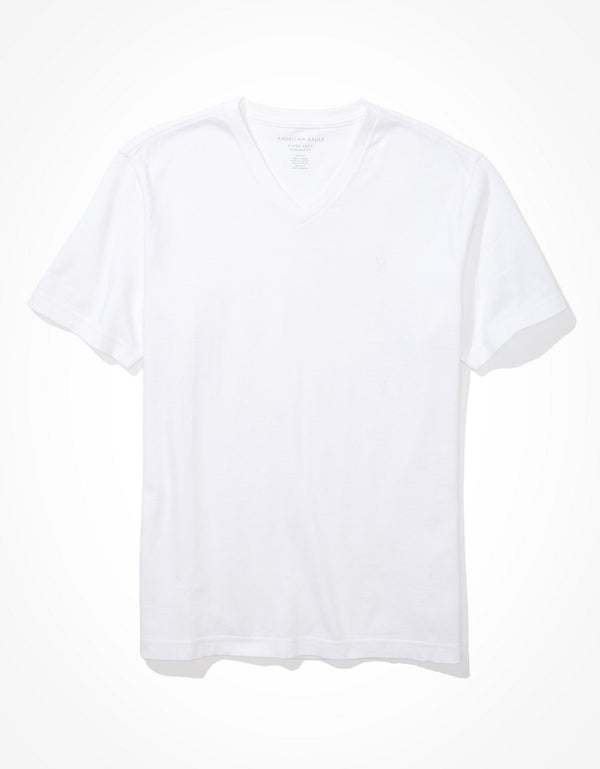 Camiseta Ae súper suave, cuello V - Blanco