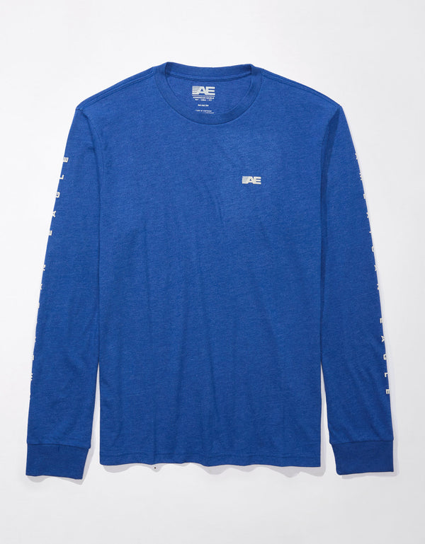 Camiseta gráfica Active Ae manga larga - Azul