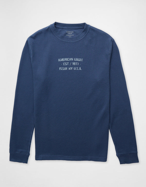 Camiseta Thermal Manga Larga Ae - Azul