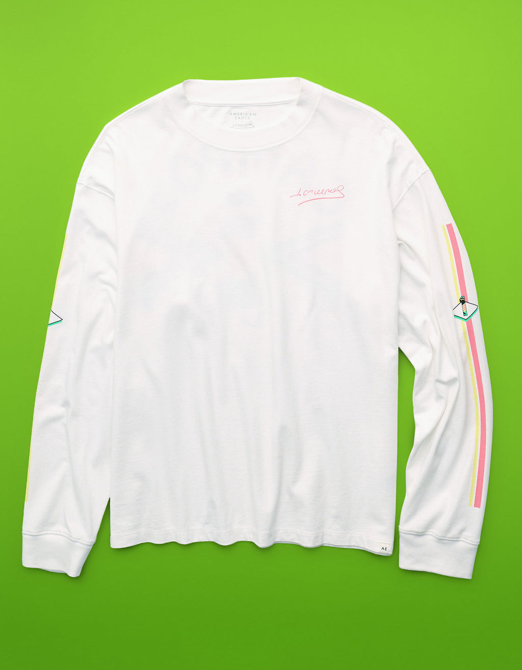 Camiseta gráfica de manga larga Ae x Jorge Campos - Blanco 1187_5810_100_f