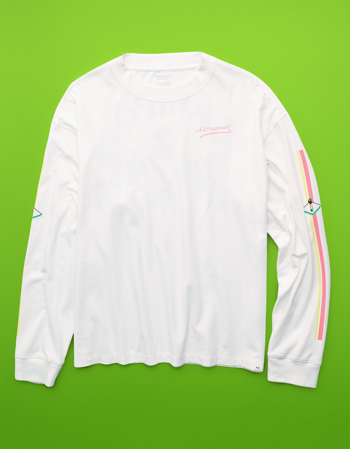Camiseta gráfica de manga larga Ae x Jorge Campos - Blanco 1187_5810_100_f