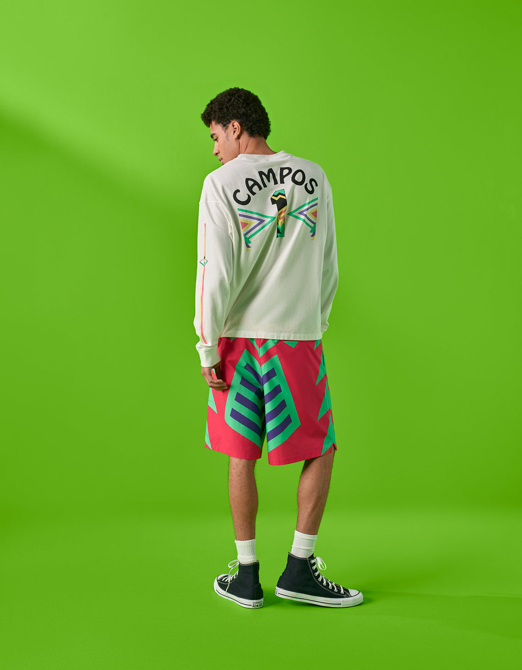 Camiseta gráfica de manga larga Ae x Jorge Campos - Blanco 1187_5810_100_ob