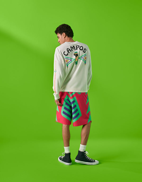 Camiseta gráfica de manga larga Ae x Jorge Campos - Blanco