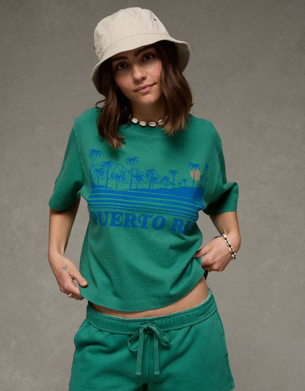 Camiseta Gráfica Ae Boxy - Verde