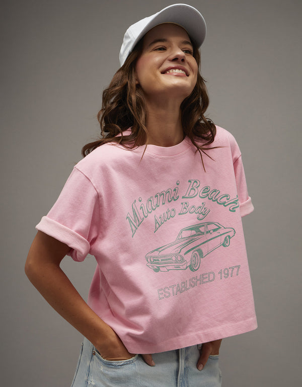 Camiseta Gráfica Ae Boxy - Rosa
