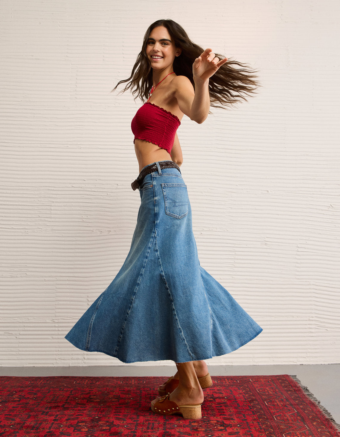 Falda Maxi en Denim Tiro Bajo Ae - Generico 1313_5154_936_l1