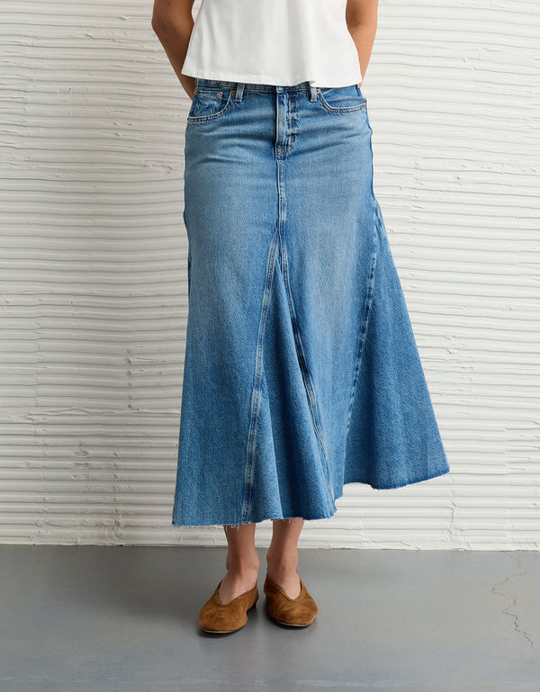 Falda Maxi en Denim Tiro Bajo Ae - Generico