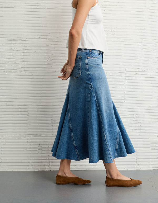 Falda Maxi en Denim Tiro Bajo Ae - Generico