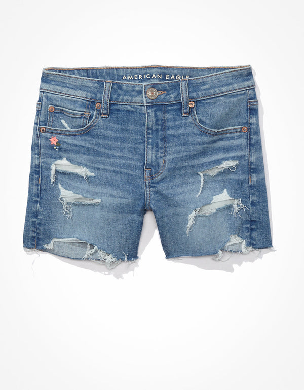 Short AE Ne(x)t Level Denim Midi de tiro bajo - Azul