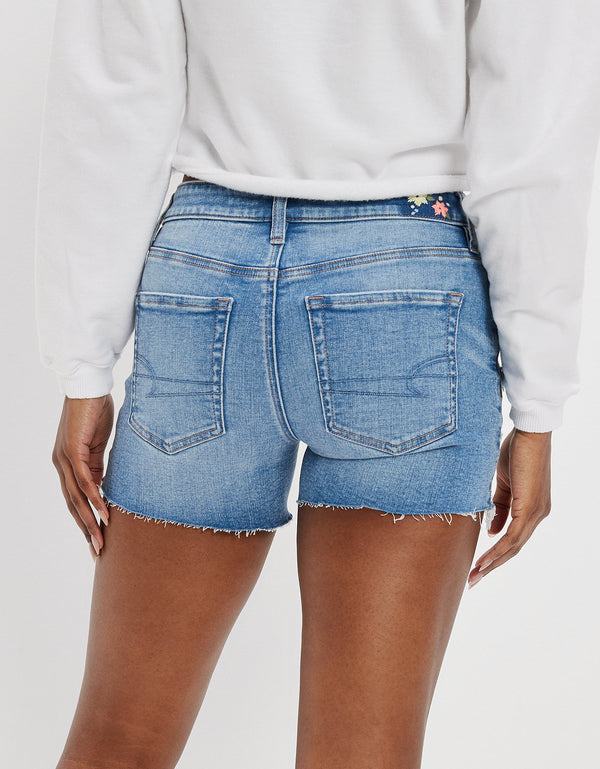 Short AE Ne(x)t Level Denim Midi de tiro bajo - Azul