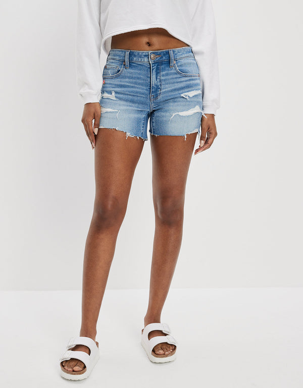 Short AE Ne(x)t Level Denim Midi de tiro bajo - Azul