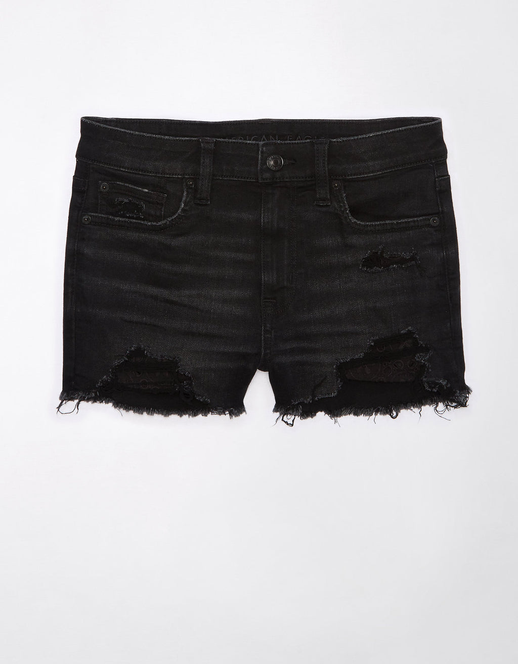 Short Mom AE en denim de tiro alto para mujer - Negro 1333_7747_038_f