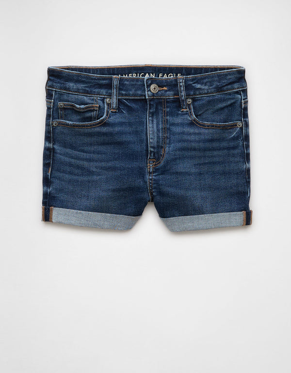 Short en Denim Tiro Alto Ae - Azul