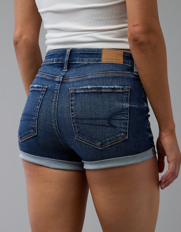 Short en Denim Tiro Alto Ae - Azul